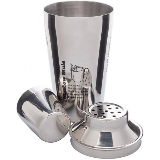 Coqueteleira 400ml com Receitas Aço Inox 